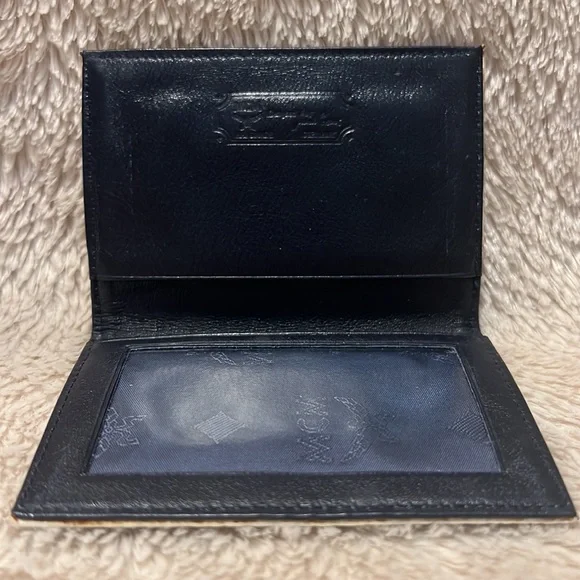 MCM VISETOS Leather Monogram Navy Blue and White Card ID Holder - Picture 5 of 7